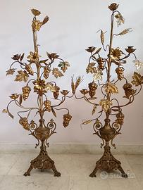 Due magnifici candelieri a palma, da altare