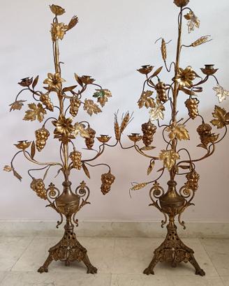 Due magnifici candelieri a palma, da altare
