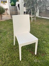 Sedia da esterno effetto rattan – colore bianco