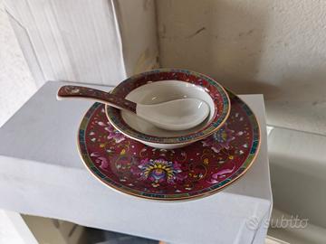 Set piattino + ciotola con cucchiaio in ceramica 