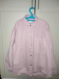 Giacca denim jeans rosa oversize