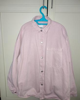 Giacca denim jeans rosa oversize