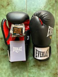 Guanti Boxe Everlast taglia 8 + Fasce Polsi Leone