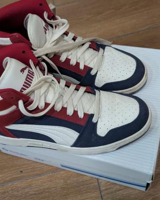 PUMA - Sneaker alta da uomo bianca e rossa