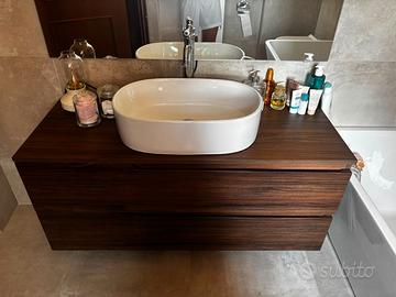 Mobile bagno sospeso 120 cm per lavabo da appoggio
