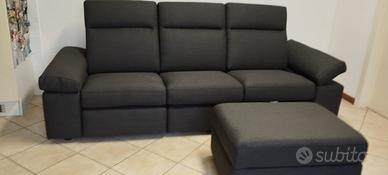 Divano Poltrone Sofà 3 posti con pouf e relax elet