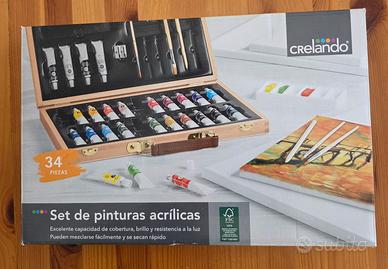 Valigetta Set Colori acrilici e pennelli - 34 Pezz