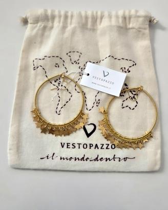 Orecchini Cerchio Vestopazzo Dorati con Pendenti 