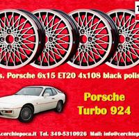 4 pz. cerchi Porsche 924 6x15 ET20 924 924S black