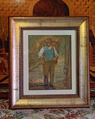 vecchio contadino con Gerla fieno dI Adobati