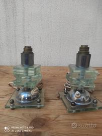 coppia di lampade da comodino in vetro 