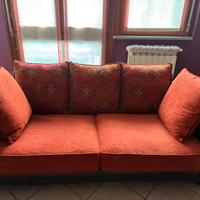 Divano 3 posti pelle / tessuto