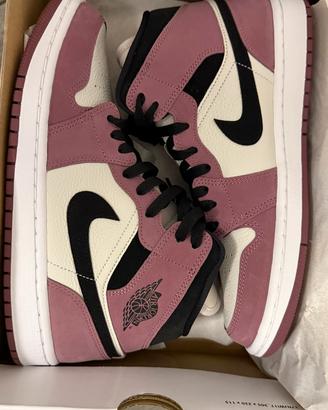 Air Jordan 1 Mid rosa/lilla crema nero taglia 40,5