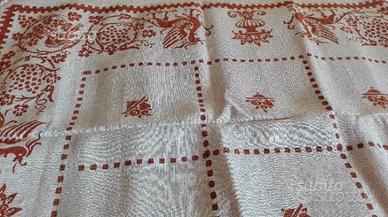 Tovaglia-tovaglioli in lino stampa a mano