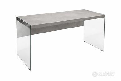 Scrivania  Piano effetto cemento e vetro