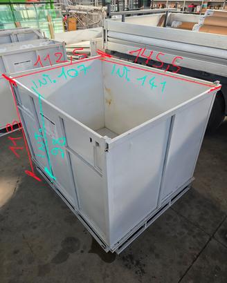 CASSONE CONTENITORE PALLETTIZZABILE GABBIA METALLO