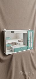 Specchiera / Pensile da bagno bianco e verde acqua