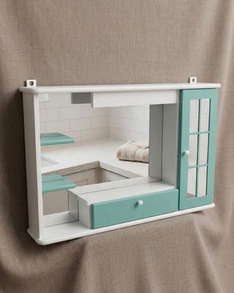 Specchiera / Pensile da bagno bianco e verde acqua