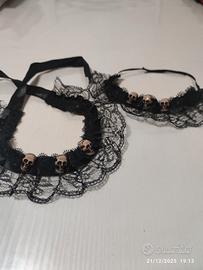 🖤 Set gotico in nastro satinato e pizzo