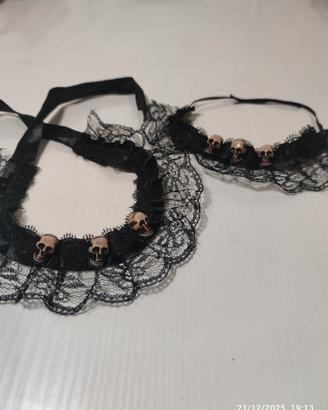 🖤 Set gotico in nastro satinato e pizzo