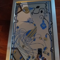 Specchio con serigrafia. Cornice alluminio