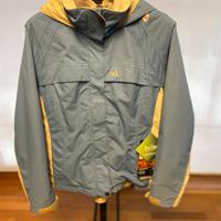 Giacca a vento azzurra e beige