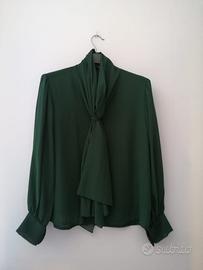 Camicia Verde con Colletto Drappeggiato