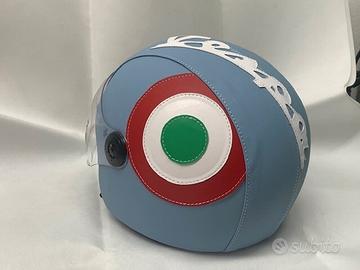 casco rivestito ecopelle AZZURRO VISIERA vespa px 