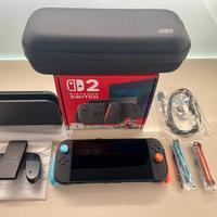 Nintendo Switch 2 + custodia + grip + pellicola