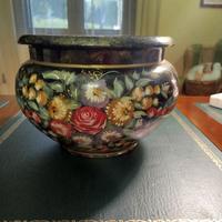 Vaso fioriera in porcellana dipinta a mano anni 60