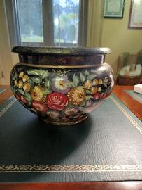 Vaso fioriera in porcellana dipinta a mano anni 60