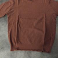 Maglia marrone in cotone scollo a V Calliope tg. S