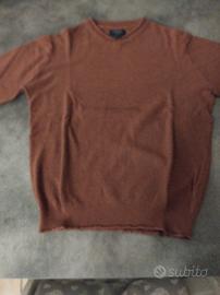 Maglia marrone in cotone scollo a V Calliope tg. S