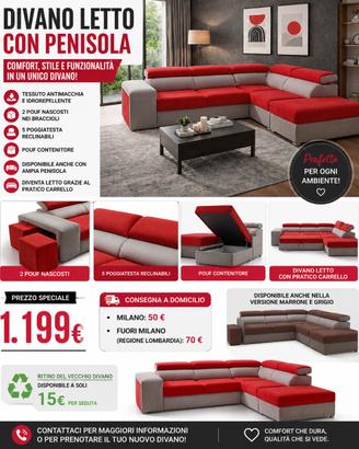 DIVANO LETTO CON PENISOLA