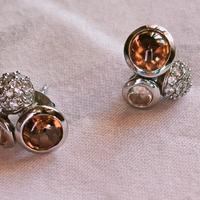 ORECCHINI IN ARGENTO CON ZIRCONI E AMBRA 