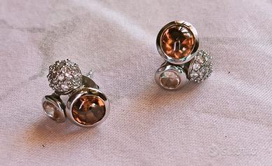 ORECCHINI IN ARGENTO CON ZIRCONI E AMBRA 
