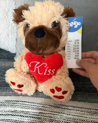 Peluche cane con cuore Kiss Hapyo nuovo