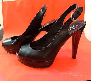 Sandali eleganti tacco 12, vera pelle. Misura 38.