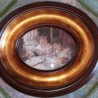 Quadro con dipinto studenti 1000 lire M.Montessori