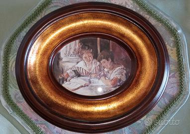 Quadro con dipinto studenti 1000 lire M.Montessori