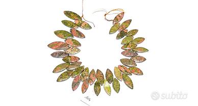 Unakite Naturale-Filo Pietre Taglio Navette Piatte
