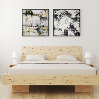 Letto in cirmolo con comodini sospesi