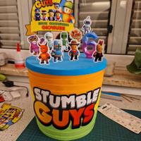 Allestimento torta Stumble Guys festa compleanno 