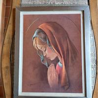 Grande Madonna in preghiera cornice argentata 