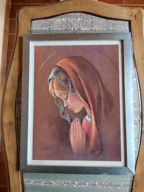 Grande Madonna in preghiera cornice argentata 