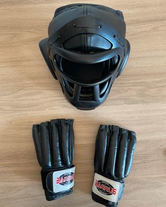 Set Casco e Guanti MMA, Krav, Muay Thai,