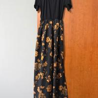 Vestito lungo con rose oro