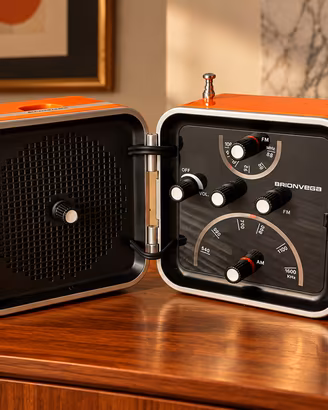 Brionvega TS502 miniatura – Radio vintage arancio