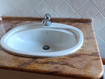 lavabo da incasso,miscelatore e piano di granito