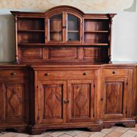 mobile  salone in noce e vetrinetta vetro legno